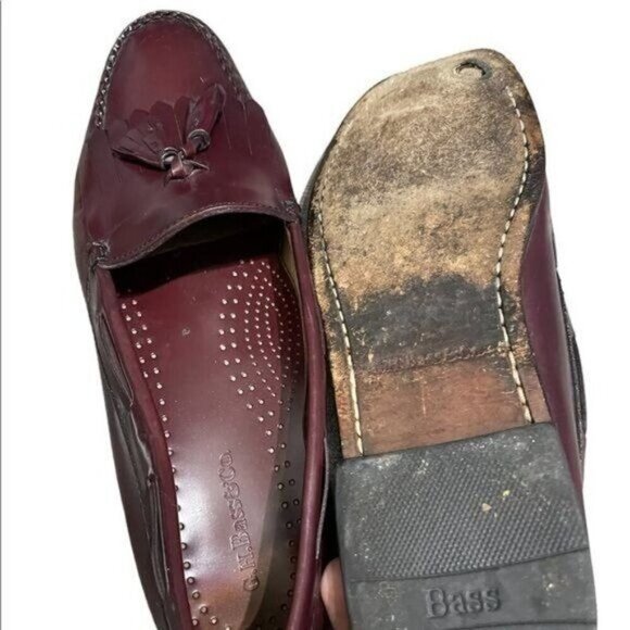 G.H Bass Weejun Men's Kiltie Tassel Loafers Leather Burgundy Size 11B - Picture 3 of 7